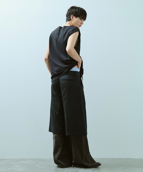 Camphor wood(カンファーウッド)の「layered boxers wide slacks shorts / レイヤードトランクスワイドスラックスショーツ(スラックス・メンズ・ブラック/グレー・SMALL/MEDIUM/LARGE)」の22枚目の写真