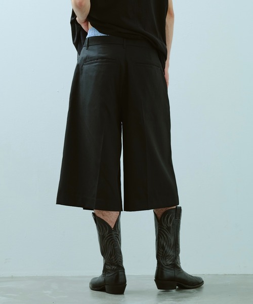 Camphor wood ストライプワイドスラックス layered boxers wide slacks shorts / レイヤードトランクス