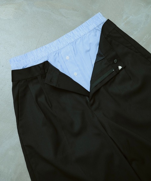 camphor wood レイヤードトランクスワイドスラックスショーツ Mサイズ layered boxers wide slacks shorts / レイヤードトランクス