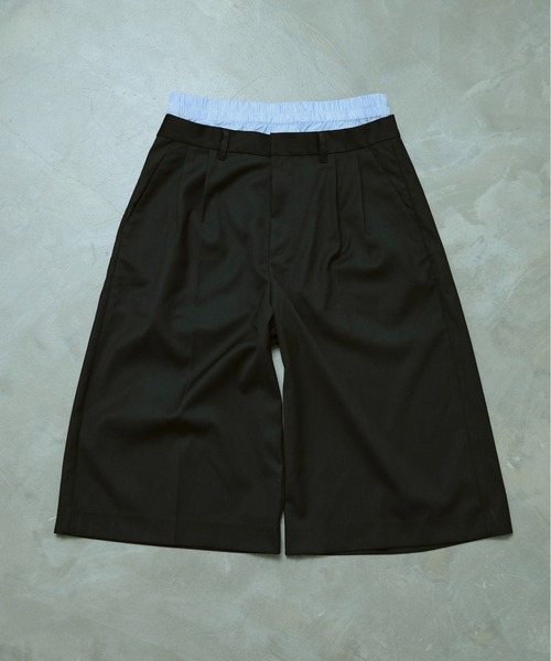 camphor wood レイヤードトランクスワイドスラックスショーツ Mサイズ layered boxers wide slacks shorts / レイヤードトランクス