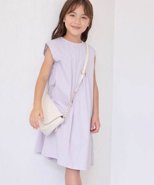 ROPE' PICNIC（ロペピクニック）の「【KIDS/キッズ】【接触冷感・吸水速乾】ノースリーブフロントタックワンピース（ワンピース・キッズ・ダークラベンダー/ブラック・S/L/M）」の2枚目の写真