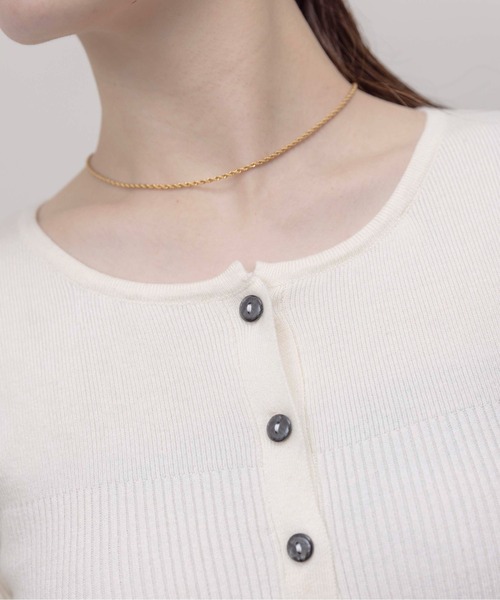 Eimee Law（エイミーロウ）の「ギャザーフリルヘムリブニットカーデ（カーディガン/ボレロ・レディース・オフホワイト/グレー/ブラック・FREE）」の21枚目の写真