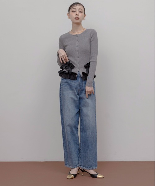 Eimee Law（エイミーロウ）の「ギャザーフリルヘムリブニットカーデ（カーディガン/ボレロ・レディース・オフホワイト/グレー/ブラック・FREE）」の12枚目の写真