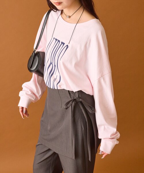 mystic（ミスティック）の「≪1.15(THU)～1.18(SUN)限定価格≫【４色展開◎】BIGロゴロングTシャツ（Tシャツ/カットソー・レディース・オフホワイト/チャコールグレー/ピンク/イエロー・FREE）」の10枚目の写真