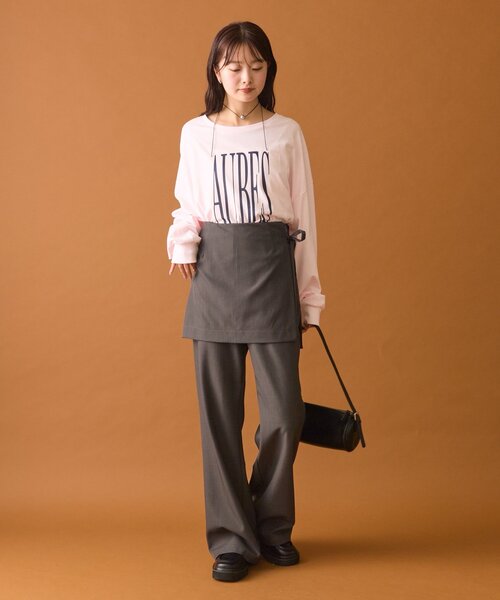 mystic（ミスティック）の「≪1.15(THU)～1.18(SUN)限定価格≫【４色展開◎】BIGロゴロングTシャツ（Tシャツ/カットソー・レディース・オフホワイト/チャコールグレー/ピンク/イエロー・FREE）」の6枚目の写真