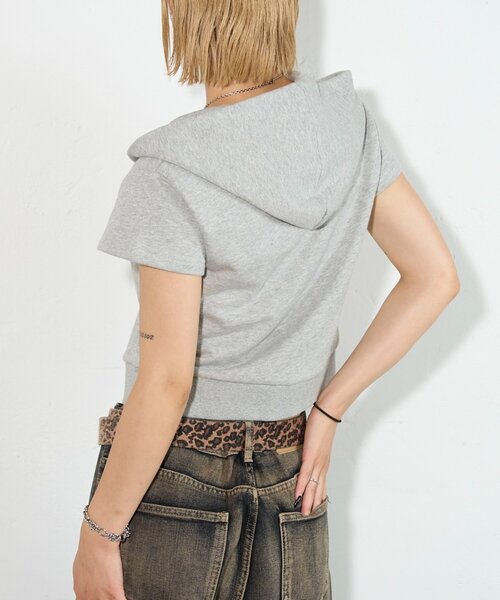 WHO'S WHO gallery（フーズフーギャラリー）の「【セットアップ可能】スラッシュポケットコンパクト半袖パーカー（パーカー・レディース・グレー/カーキ/ネイビー・FREE）」の12枚目の写真