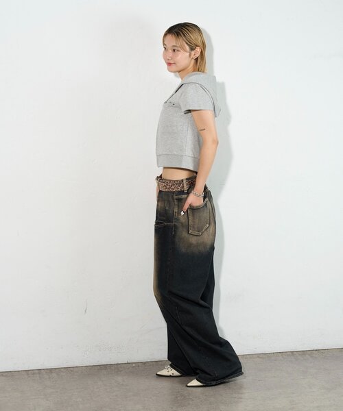 WHO'S WHO gallery（フーズフーギャラリー）の「【セットアップ可能】スラッシュポケットコンパクト半袖パーカー（パーカー・レディース・グレー/カーキ/ネイビー・FREE）」の16枚目の写真