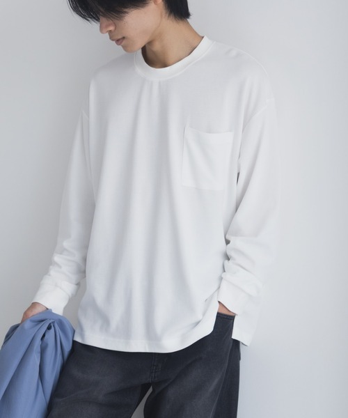 NAVY（ネイビー）の「NAVY タフラクポケット付き長袖Tシャツ【UVカット ドライ 接触冷感】（Tシャツ/カットソー・メンズ・ベージュ系/オフホワイト/カーキ/ブラック/ネイビー/ローズ系・XL/L/M/S）」の14枚目の写真