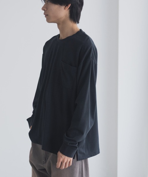 NAVY（ネイビー）の「NAVY タフラクポケット付き長袖Tシャツ【UVカット ドライ 接触冷感】（Tシャツ/カットソー・メンズ・ベージュ系/オフホワイト/カーキ/ブラック/ネイビー/ローズ系・XL/L/M/S）」の18枚目の写真