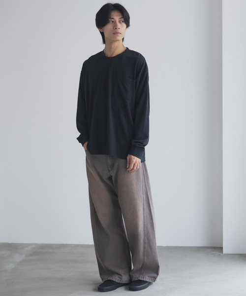 NAVY（ネイビー）の「NAVY タフラクポケット付き長袖Tシャツ【UVカット ドライ 接触冷感】（Tシャツ/カットソー・メンズ・ベージュ系/オフホワイト/カーキ/ブラック/ネイビー/ローズ系・XL/L/M/S）」の16枚目の写真