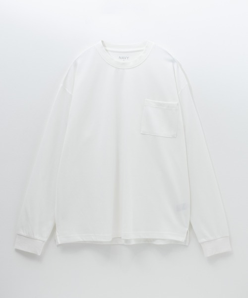 NAVY（ネイビー）の「NAVY タフラクポケット付き長袖Tシャツ【UVカット ドライ 接触冷感】（Tシャツ/カットソー・メンズ・ベージュ系/オフホワイト/カーキ/ブラック/ネイビー/ローズ系・XL/L/M/S）」の8枚目の写真