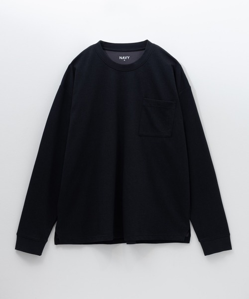 NAVY（ネイビー）の「NAVY タフラクポケット付き長袖Tシャツ【UVカット ドライ 接触冷感】（Tシャツ/カットソー・メンズ・ベージュ系/オフホワイト/カーキ/ブラック/ネイビー/ローズ系・XL/L/M/S）」の10枚目の写真