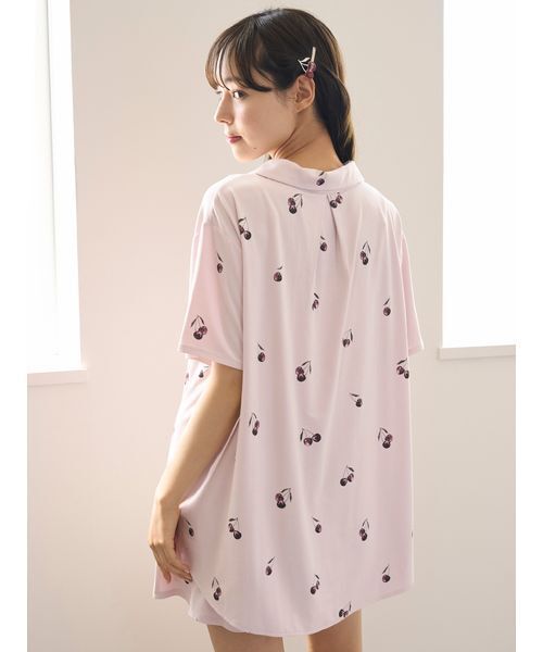 セール】【接触冷感】チェリー柄シャツ（ルームウェア/パジャマ