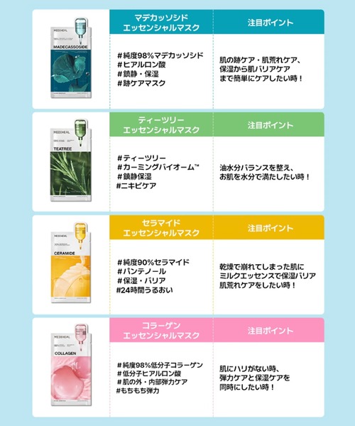 MEDIHEAL エッセンシャルマスク（パック/フェイスマスク）｜MEDIHEAL