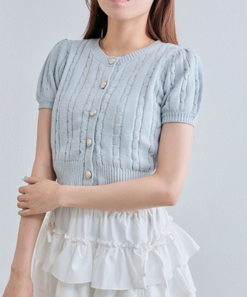 OLIVE des OLIVE(オリーブデオリーブ)の「【デイリーで着回し】ふわふわ金ボタンニット(ニット/セーター・レディース・オフホワイト/チャコールグレー/ブルー/サックスブルー・FREE)」の9枚目の写真