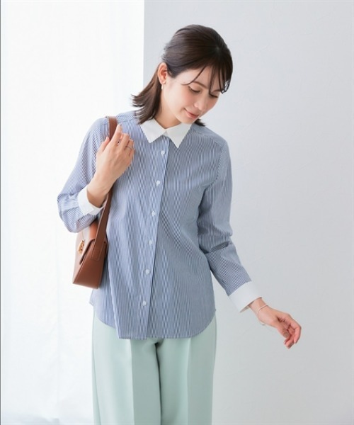 7days Life Styling(セブンデイズライフスタイリング)の「【選べる2タイプ】ストライプ柄ストレッチクレリックシャツ(シャツ/ブラウス・レディース・ネイビー系1/ネイビー系2・LL/L/M/S/3L)」の16枚目の写真