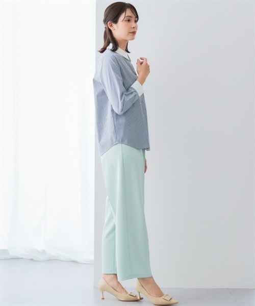 7days Life Styling(セブンデイズライフスタイリング)の「【選べる2タイプ】ストライプ柄ストレッチクレリックシャツ(シャツ/ブラウス・レディース・ネイビー系1/ネイビー系2・LL/L/M/S/3L)」の4枚目の写真