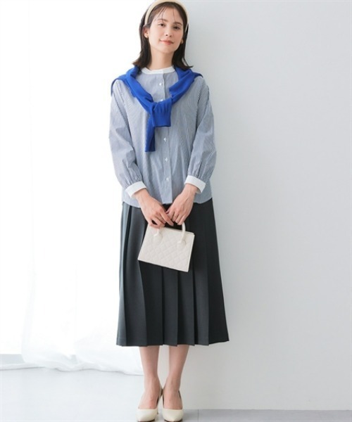 7days Life Styling(セブンデイズライフスタイリング)の「【選べる2タイプ】ストライプ柄ストレッチクレリックシャツ(シャツ/ブラウス・レディース・ネイビー系1/ネイビー系2・LL/L/M/S/3L)」の7枚目の写真