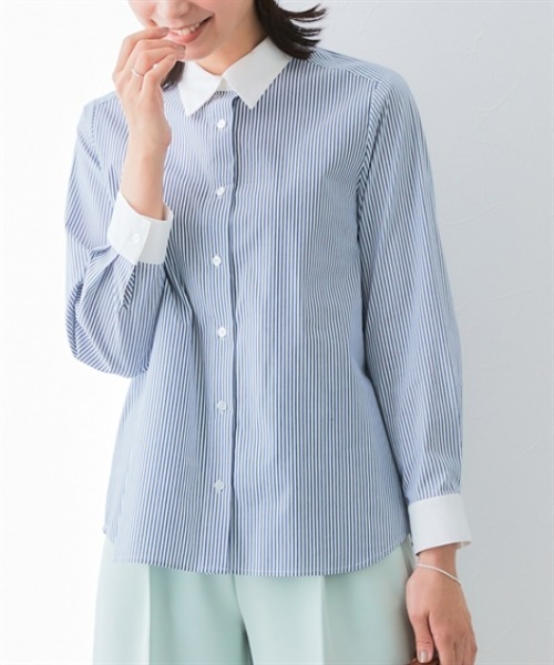 7days Life Styling(セブンデイズライフスタイリング)の「【選べる2タイプ】ストライプ柄ストレッチクレリックシャツ(シャツ/ブラウス・レディース・ネイビー系1/ネイビー系2・LL/L/M/S/3L)」の9枚目の写真