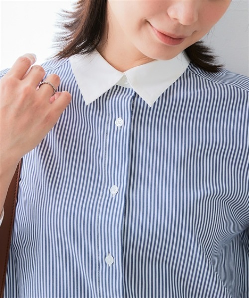 7days Life Styling(セブンデイズライフスタイリング)の「【選べる2タイプ】ストライプ柄ストレッチクレリックシャツ(シャツ/ブラウス・レディース・ネイビー系1/ネイビー系2・LL/L/M/S/3L)」の12枚目の写真