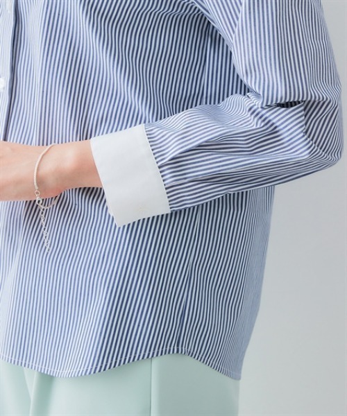 7days Life Styling(セブンデイズライフスタイリング)の「【選べる2タイプ】ストライプ柄ストレッチクレリックシャツ(シャツ/ブラウス・レディース・ネイビー系1/ネイビー系2・LL/L/M/S/3L)」の13枚目の写真