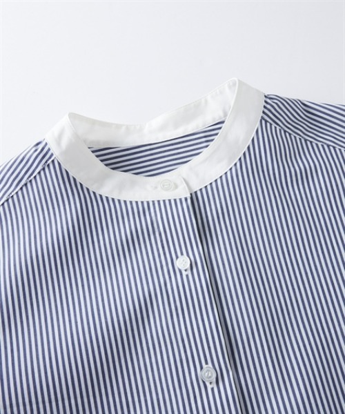 7days Life Styling(セブンデイズライフスタイリング)の「【選べる2タイプ】ストライプ柄ストレッチクレリックシャツ(シャツ/ブラウス・レディース・ネイビー系1/ネイビー系2・LL/L/M/S/3L)」の14枚目の写真
