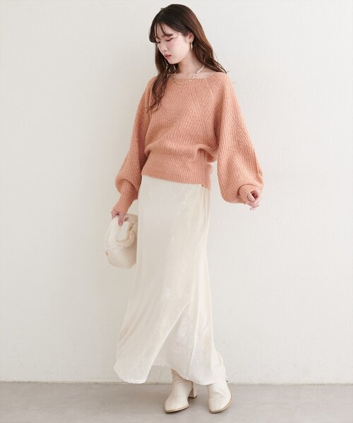 chi　Ｃニット エクリュ セール】畦編みブークレスクエアニット（ニット/セーター）｜natural