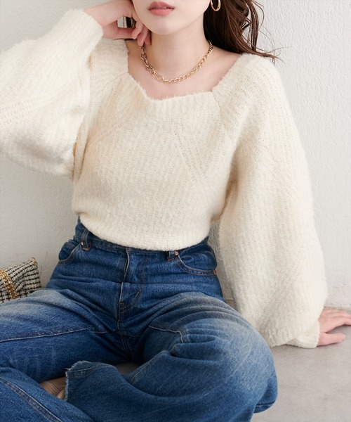 セール】畦編みブークレスクエアニット（ニット/セーター）｜natural