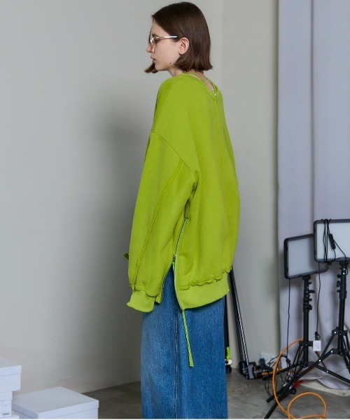 MAISON SPECIAL（メゾンスペシャル）の「Multiway Zip Oversized Sweatshirt/マルチウェイジップオーバーサイズスウェット■セットアップ対応■（スウェット・レディース・チャコールグレー/オフホワイト/ブルー/グリーン・FREE）」の10枚目の写真