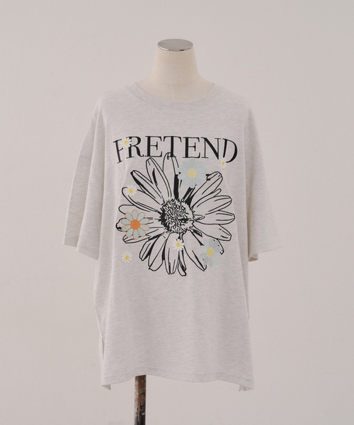 continuer de NICE CLAUP(コンティニューデナイスクラップ)の「ビックデイジープリントTシャツ(Tシャツ/カットソー・レディース・ネイビー/オフホワイト/オートミール・FREE)」の20枚目の写真