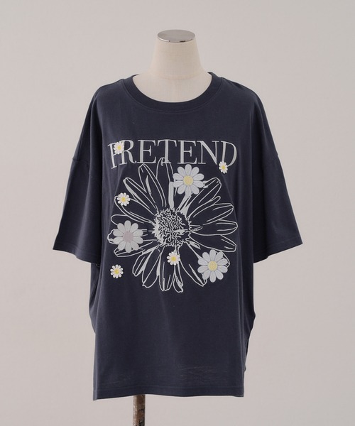 continuer de NICE CLAUP(コンティニューデナイスクラップ)の「ビックデイジープリントTシャツ(Tシャツ/カットソー・レディース・ネイビー/オフホワイト/オートミール・FREE)」の21枚目の写真
