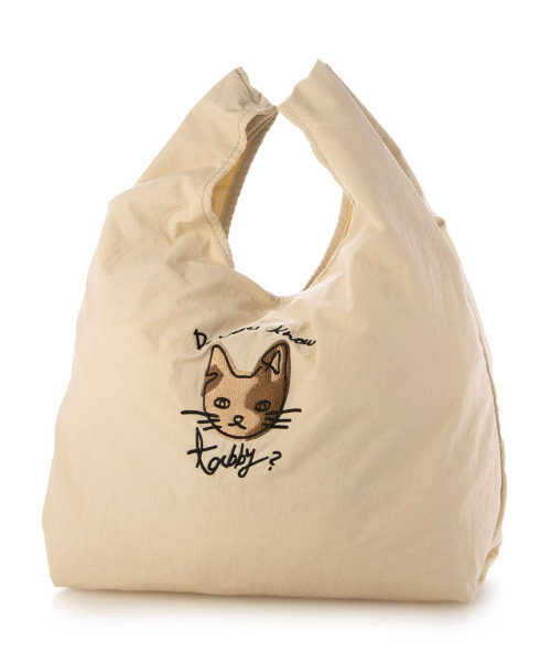 cache cache(カシュ カシュ)の「カシュカシュ cachecache / アニマルドローイング刺繍ナイロントート(トートバッグ・レディース・ベージュ系その他/ピンク/ベージュ/ブラック・FREE)」の5枚目の写真