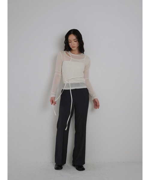 Geeong(ジーオン)の「シアー レイヤードデザイン トップス 長袖(Tシャツ/カットソー・レディース・アイボリー/ブラック/グレー系その他/ブルー系その他・FREE)」の12枚目の写真