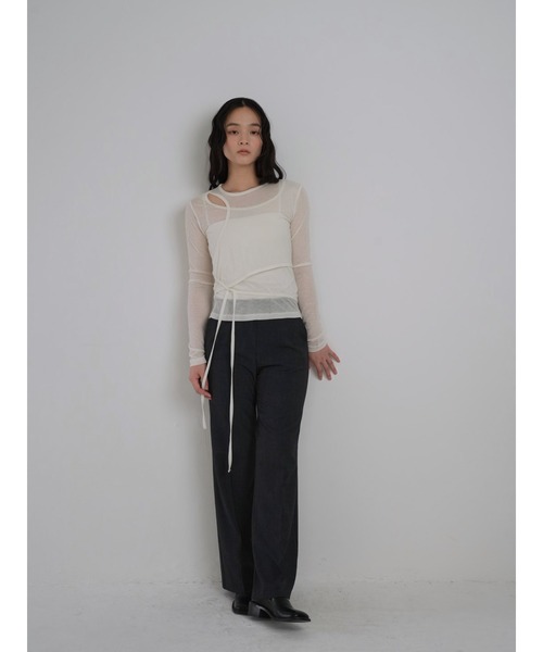 Geeong(ジーオン)の「シアー レイヤードデザイン トップス 長袖(Tシャツ/カットソー・レディース・アイボリー/ブラック/グレー系その他/ブルー系その他・FREE)」の13枚目の写真
