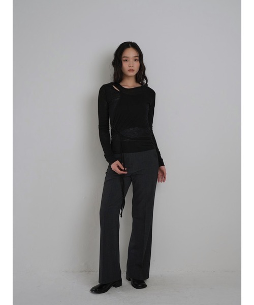 Geeong(ジーオン)の「シアー レイヤードデザイン トップス 長袖(Tシャツ/カットソー・レディース・アイボリー/ブラック/グレー系その他/ブルー系その他・FREE)」の19枚目の写真