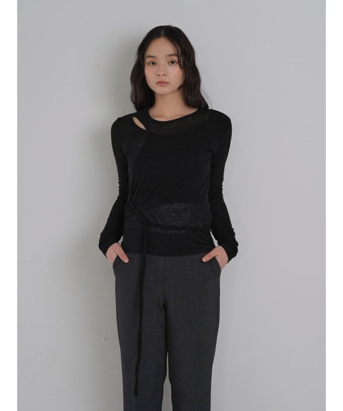 Geeong(ジーオン)の「シアー レイヤードデザイン トップス 長袖(Tシャツ/カットソー・レディース・アイボリー/ブラック/グレー系その他/ブルー系その他・FREE)」の16枚目の写真