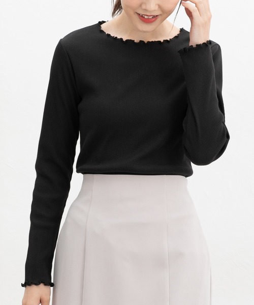 Honeys(ハニーズ)の「メロー使いトップス(Tシャツ/カットソー・レディース・アイボリー/ブラック/ブラック×ベージュ/ホワイト×ブラック/マスタード/ボルドー・S/LL/L/M)」の11枚目の写真