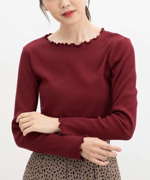 Honeys(ハニーズ)の「メロー使いトップス(Tシャツ/カットソー・レディース・アイボリー/ブラック/ブラック×ベージュ/ホワイト×ブラック/マスタード/ボルドー・S/LL/L/M)」の13枚目の写真