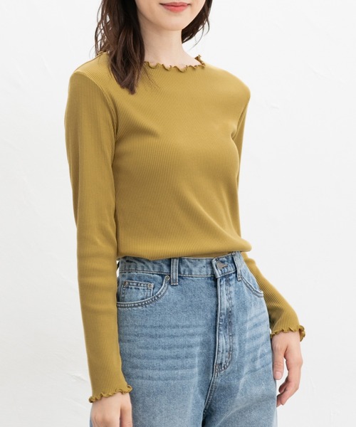 Honeys(ハニーズ)の「メロー使いトップス(Tシャツ/カットソー・レディース・アイボリー/ブラック/ブラック×ベージュ/ホワイト×ブラック/マスタード/ボルドー・S/LL/L/M)」の15枚目の写真