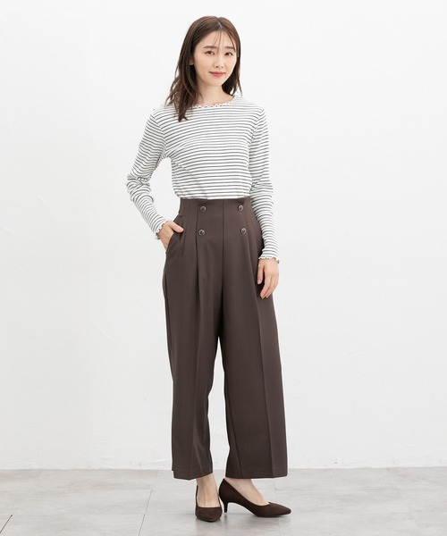 Honeys(ハニーズ)の「メロー使いトップス(Tシャツ/カットソー・レディース・アイボリー/ブラック/ブラック×ベージュ/ホワイト×ブラック/マスタード/ボルドー・S/LL/L/M)」の16枚目の写真