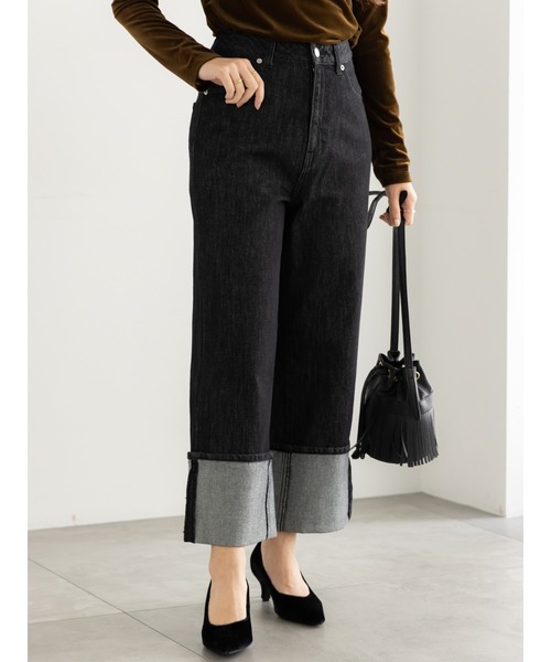 Te chichi（テチチ）の「ロールアップハイウエストデニムパンツ（デニムパンツ・レディース・ブラック/インディゴブルー・マルチサイズ）」の5枚目の写真