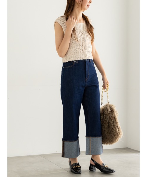 Te chichi（テチチ）の「ロールアップハイウエストデニムパンツ（デニムパンツ・レディース・ブラック/インディゴブルー・マルチサイズ）」の12枚目の写真