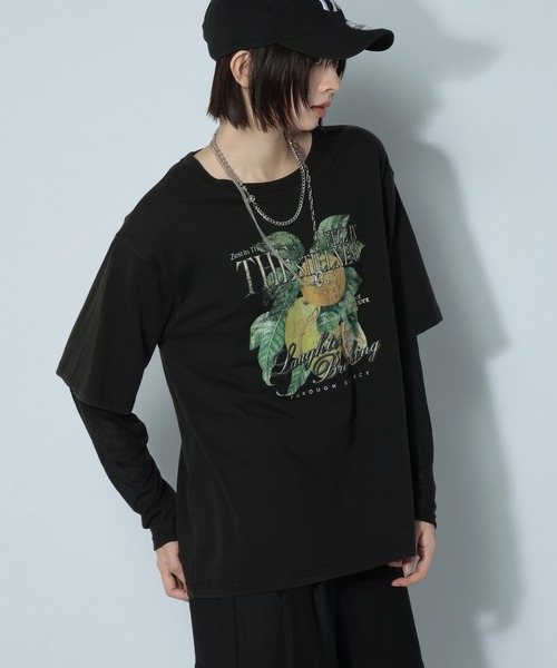 PAGEBOY（ページボーイ）の「フルーツレイヤードスリーブロンT（Tシャツ/カットソー・レディース・ブラック/オフホワイト/ブラウン・FREE）」の17枚目の写真