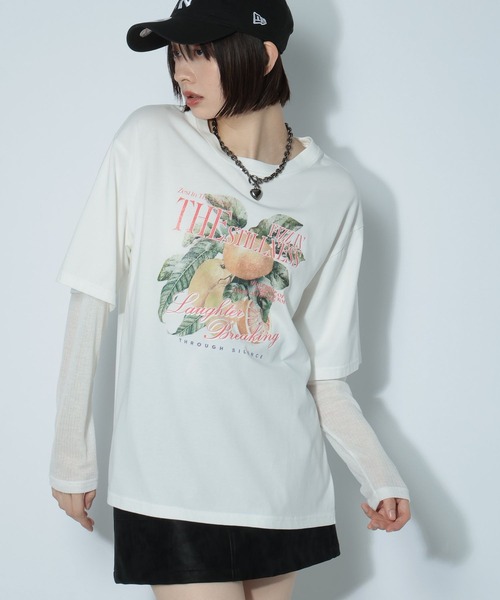 PAGEBOY（ページボーイ）の「フルーツレイヤードスリーブロンT（Tシャツ/カットソー・レディース・ブラック/オフホワイト/ブラウン・FREE）」の7枚目の写真