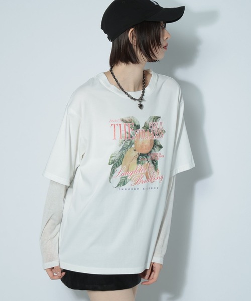 PAGEBOY（ページボーイ）の「フルーツレイヤードスリーブロンT（Tシャツ/カットソー・レディース・ブラック/オフホワイト/ブラウン・FREE）」の9枚目の写真
