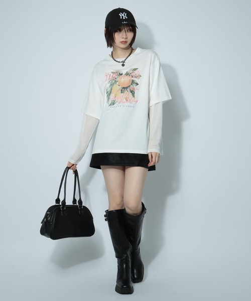 PAGEBOY（ページボーイ）の「フルーツレイヤードスリーブロンT（Tシャツ/カットソー・レディース・ブラック/オフホワイト/ブラウン・FREE）」の4枚目の写真