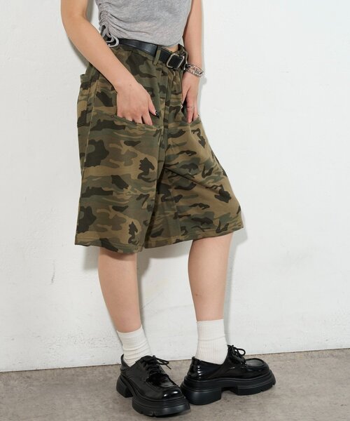 WHO'S WHO gallery（フーズフーギャラリー）の「スラッシュポケットスウェトハーフ柄パンツ（スウェットパンツ・レディース・カーキ・FREE）」の9枚目の写真