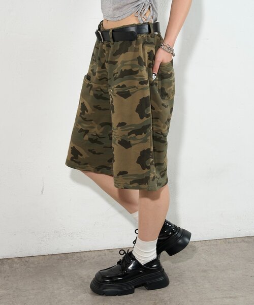 WHO'S WHO gallery（フーズフーギャラリー）の「スラッシュポケットスウェトハーフ柄パンツ（スウェットパンツ・レディース・カーキ・FREE）」の10枚目の写真