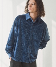 シャツ/ブラウス（ブルー・ネイビー/青色系・ベロア）ファッション通販