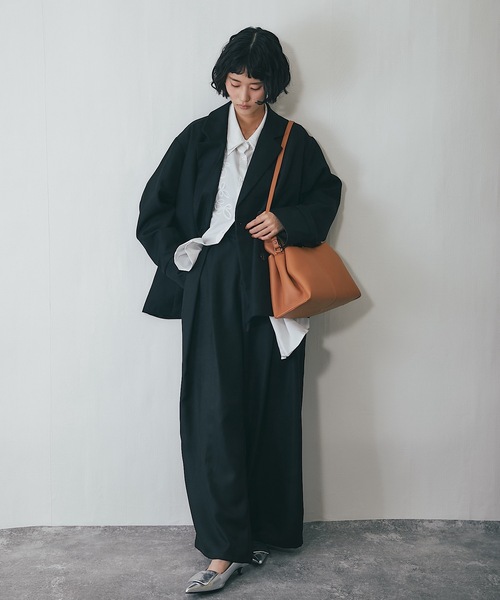 ANOTHER S（アナザーエス）の「セットアップ可ヘザーエステル袖折り返しジャケット（テーラードジャケット・レディース・ベージュ/ブラウン/ブラック・FREE）」の4枚目の写真